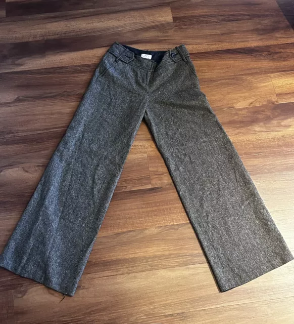 ANN TAYLOR LOFT - Wide Leg Brown Wool-blend Tweed Dressy Work Pants, Womens 2