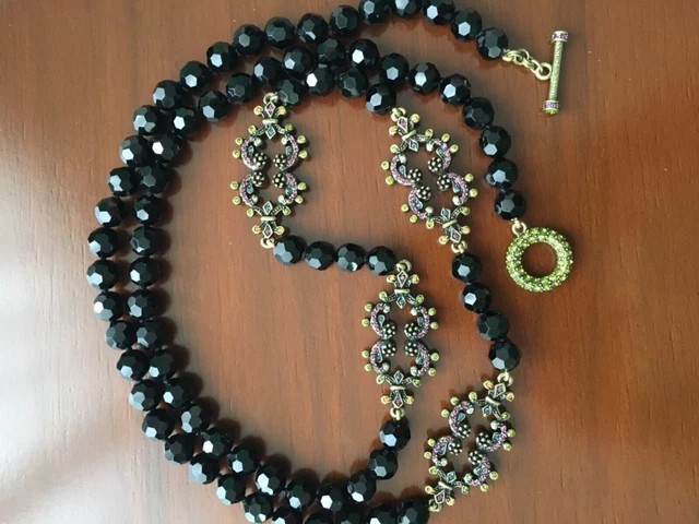 Heidi Daus "A Return to Grace" Black Beaded Crystal necklace