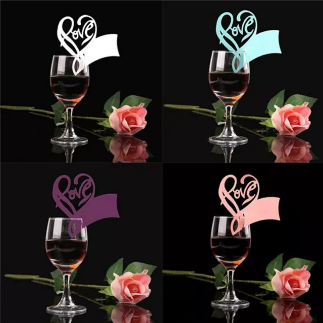 50x Love Heart Name Place Cards For Wedding Party Table Wine Glass DecoratioH-wf