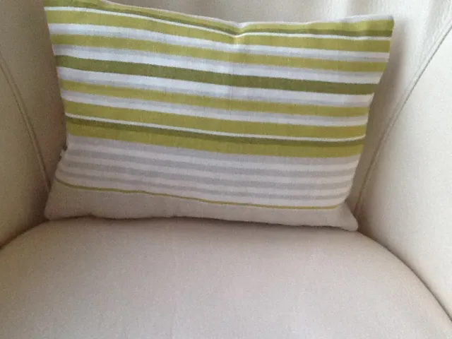 Laura Ashley Irving Stripe Olive Fabric Bolster Cushion Cover - Stunning!