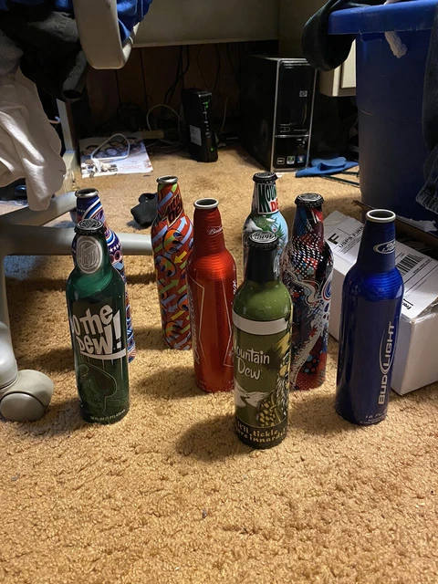 Mountain Dew, Budweiser,and Bud Light aluminum bottles Lot *Read Description*