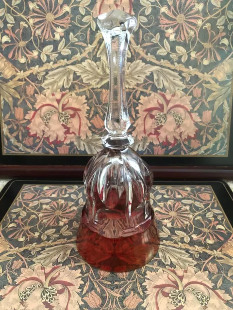 Etch BLEIKRISTALL West Germany Ruby Overlay Glass Bell Cut Lead Crystal