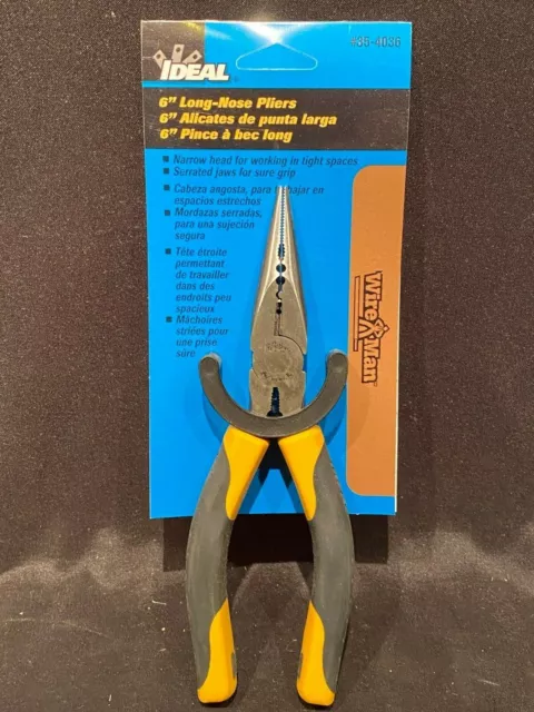 Ideal Industries WireMan Electricians 6" Long Needle Nose Pliers with Smart Grip