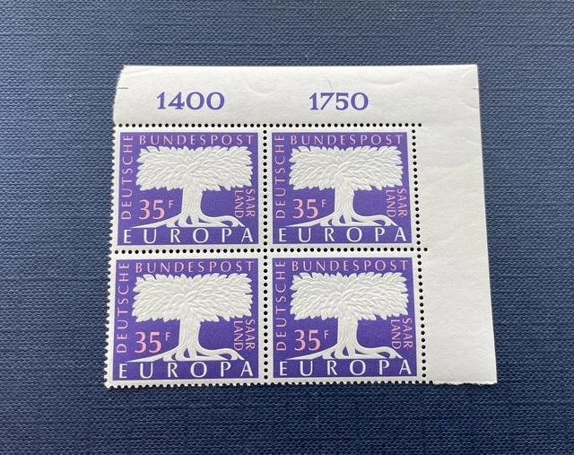 Saarland OPD 1957 Mi.-Nr. 403 Br. 35F EUROPA , 4er Ecke, postfrisch**