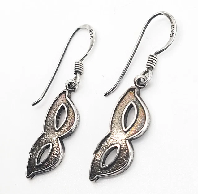 Masquerade mask Mardi Gras Phantom of the opera vintage sterling silver earrings 2