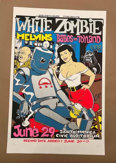 Coop White Zombie Silkscreen Rock Concert Poster Signed Numbered Limited Edition