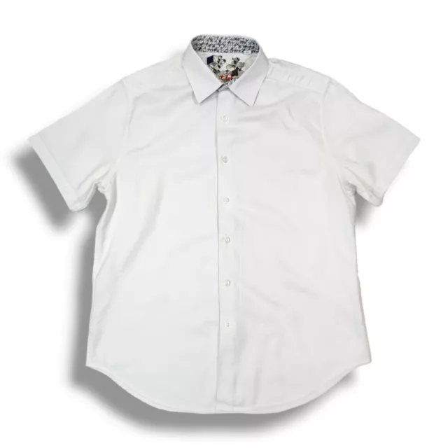 Robert Graham Knowledge Wisdom Truth White Short Sleeve Button Up Shirt Men's M