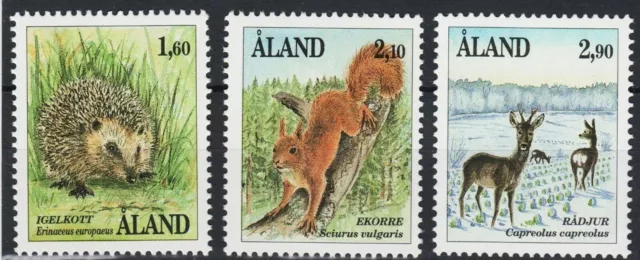 Squirrel Hedgehog Roe-Deer Wildlife Mammals Aland Finland Mint MNH Stamps 1991