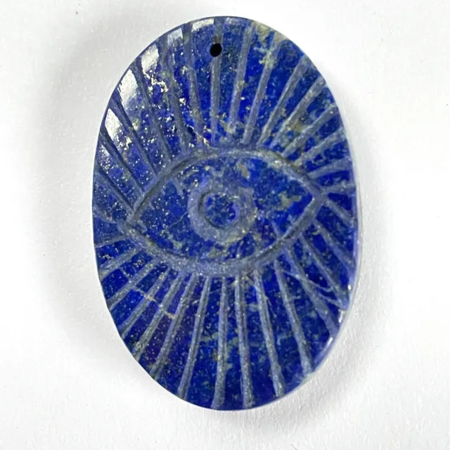 Lapis Lazuli Hand Carved Third Eye Oval Pendant 39.0Mm Drilled To Take A Bail