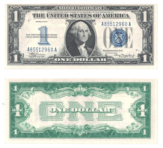 1934 $1 Silver Certificate "Funny Back" Fr 1606 AU #2960