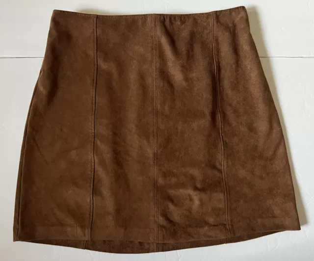 ABERCROMBIE & FITCH - Women's Brown Vegan Suede Leather Mini Skirt - Size Medium