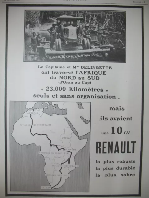 Renault 10 Hp North To South Africa Press Advertisement French Advertising 1925