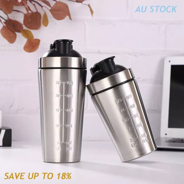 GYM Protein Shaker Bottle Stainless Steel Shake SWPS Water 750ml Drink Mixer