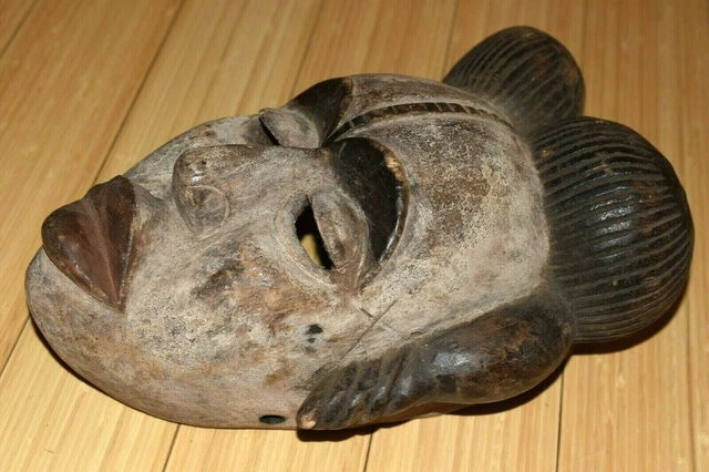 Antique Punu Tribe White Spirit Mask Mukui Society Ancestral Cult Gabon, Africa