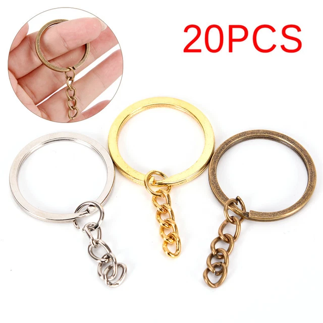 20X DIY Key Rings Key Chain Split Ring Short Chain Key Holder Key Rings 30mm _QV