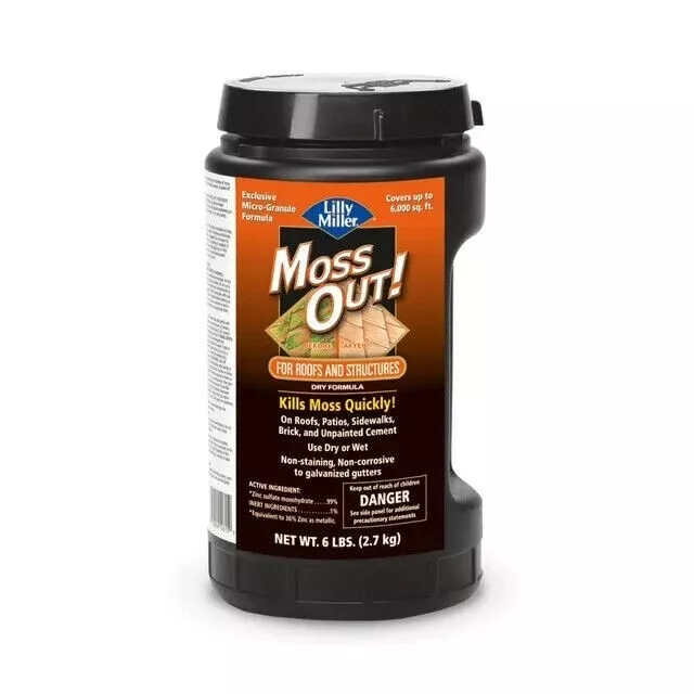 LILLY MILLER Moss Out Killer! Concentrate Roofs, Patios, Sidewalk-6 Pounds -NEW
