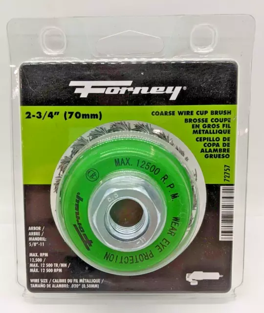 Forney 2-3/4" (70mm) Coarse Wire Cup Brush Max 12500 RPM (Green, 72757)