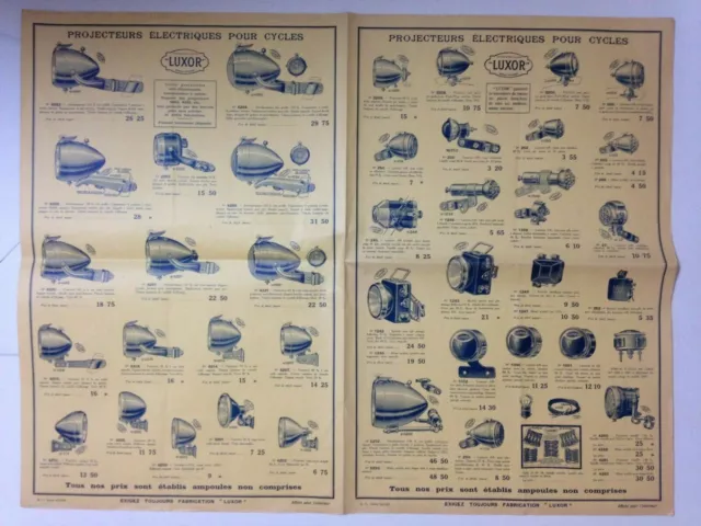 Ancien Depliant Publicitaire Lanternes Pour Cycles Luxor