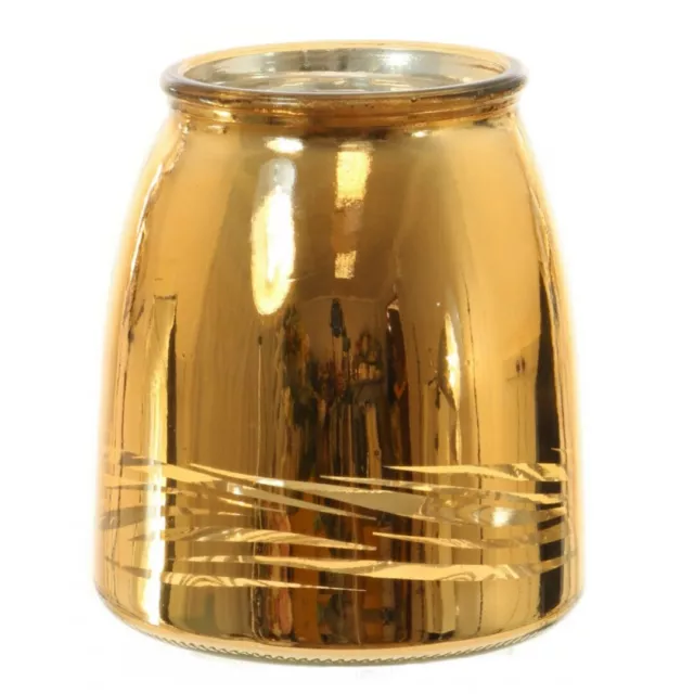 Metallic Swirl Gold Glass Flower Bud Vase (13cm) Jar Home Decoration Decor Orna