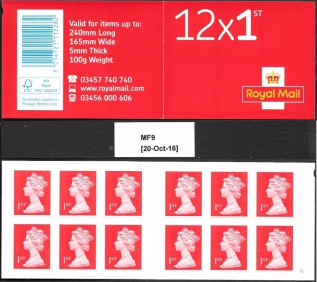 GB 2016 12 x 1a classe. Libretto codici a barre. Macchine di sicurezza, MTIL/M16L. S.G. MF9