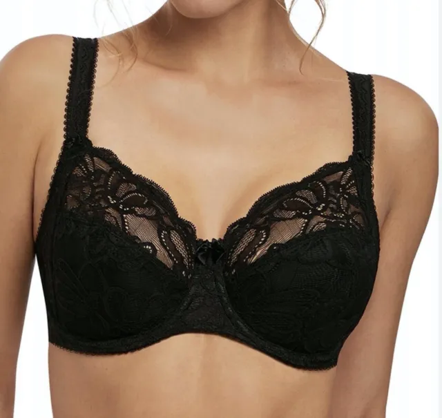 Fantasie Jacqueline Lace Bra Black Size 30DD Underwired Full Cup Side Support
