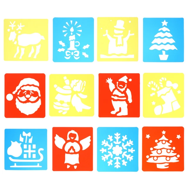 6 plantillas de Navidad artesanía reutilizable hágalo usted mismo plantillas de dibujo pintura
