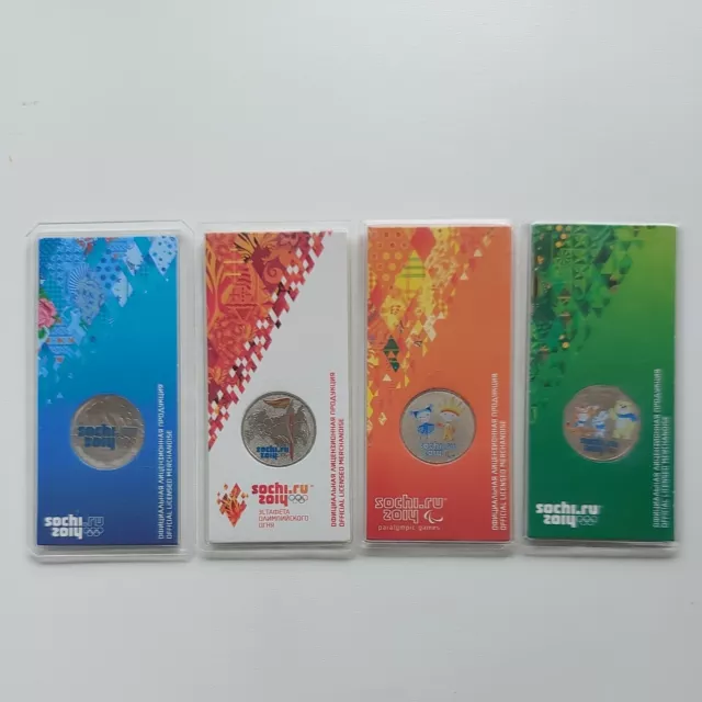 Russia 25 Rubles 2014 Sochi Olympics Official Coins Lot 4 Pcs#72A