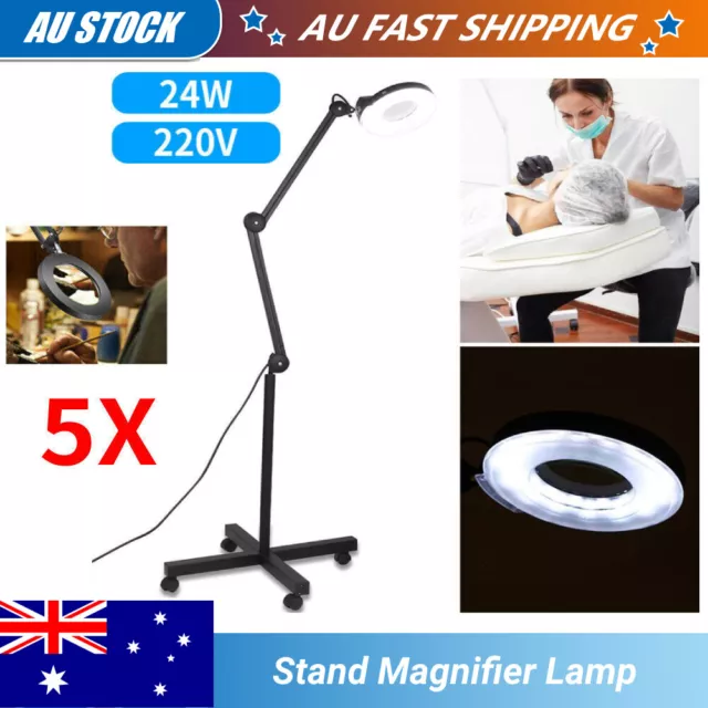 5X Magnifying Lamp Glass Lens Beauty Illuminated Light Magnifier Desk Stand AUS