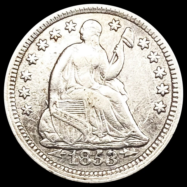 1853 Arws Seated Liberty Half Dime Coin CLOSELY UNCIRCULATED