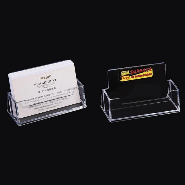 Porte-Cartes De Visite En Acrylique – 2 Supports Transparents, Design Moderne | Bureau, Réunion, Exposition - 6