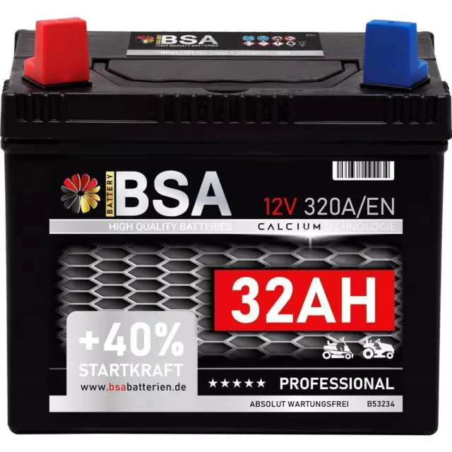 Rasentraktor Batterie 12V 32Ah Aufsitzmäher statt 26Ah 28Ah 30Ah Pluspol Links