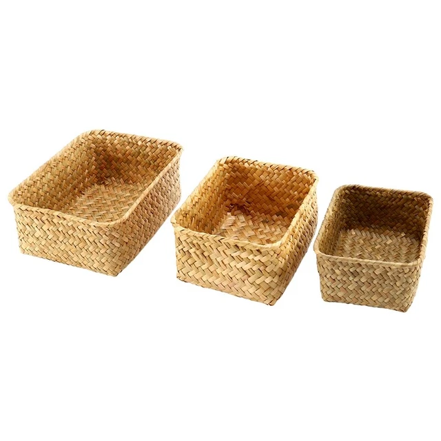 Housoutil 1 Pc Scatola Portaoggetti Intrecciata Deposito Del Cestino Intrecciati Di Alghe