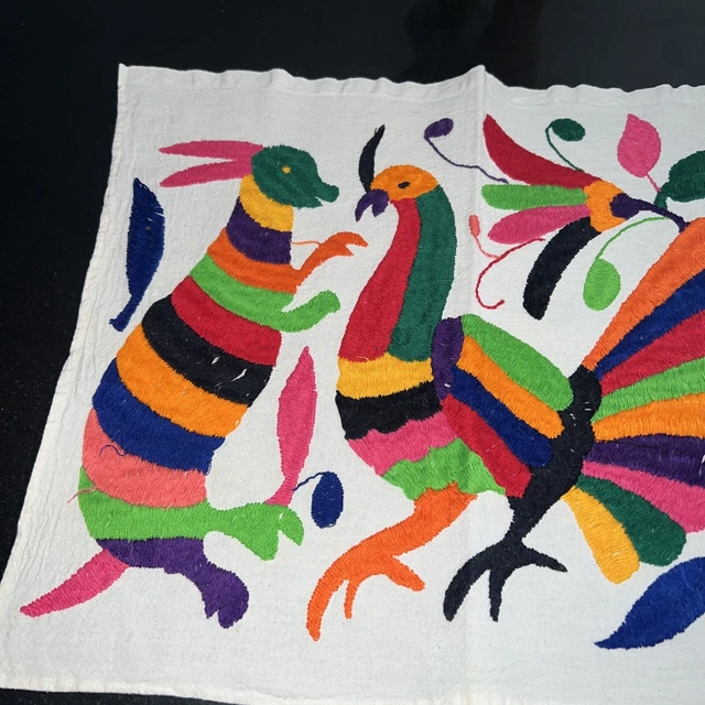 Handwoven Otomi Placemat Embroidery Mexican Animals Nature