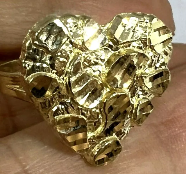 GOLd Heart Love nugget ring Solid yellow 10k valentine gift  7 4 5 6 8 9 10