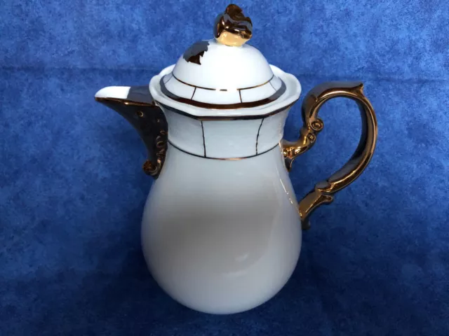 Porzellan Kaffeekanne mit Goldrand "Menuet" von Thun Czechoslovakia