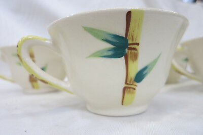 Vintage Set of 6 Weil Ware Tea Cups Bamboo Design 2