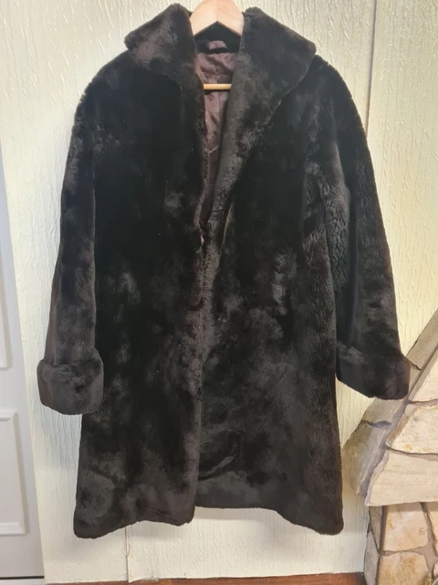 Cappotto vintage in pelliccia tescan, marrone donna taglia small spedizione espressa