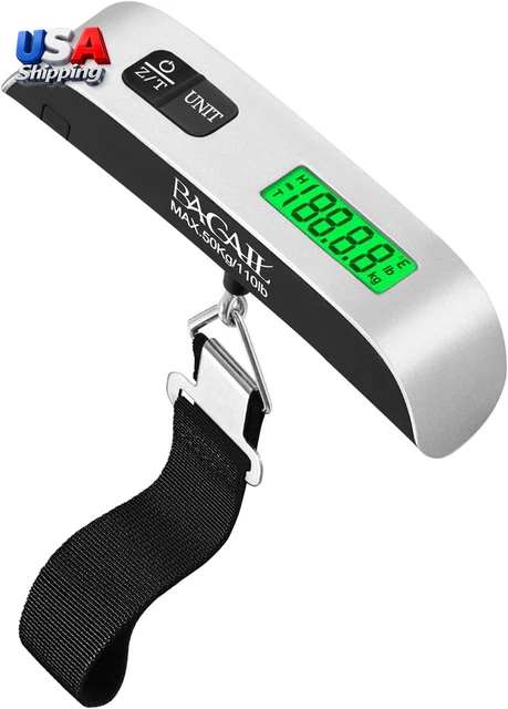 DIGITAL LUGGAGE SCALE, 110Lbs Hanging Baggage Scale with Backlit LCD ...