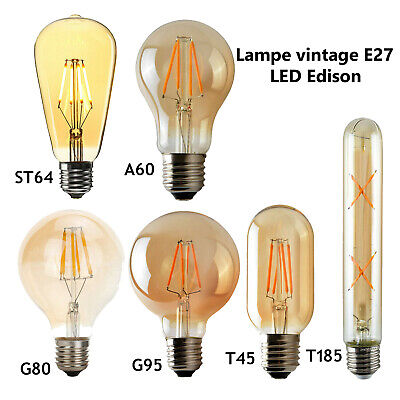 3 x E27 6 W LED Ampoule Filament Lot de 3 Filament Blanc Chaud 700LM Retro Edison Lampe ovale vintage look fils Lampe Ampoule 