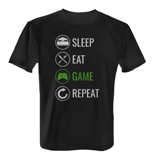 T-shirt uomo Sleep Eat Game Repeat Controller idea regalo giocatori giochi nuova