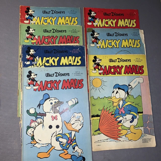 7 X Original ( Walt Disneys ) Micky Maus Heft  1958 / 1961 / 1962 / 1962