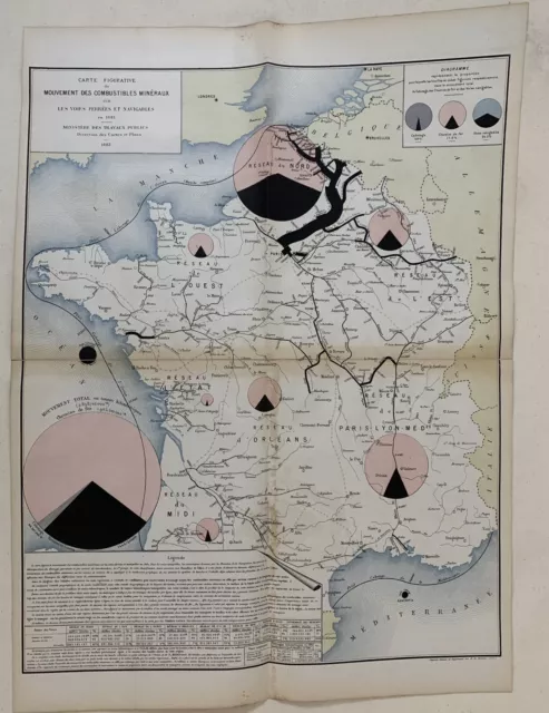 Carte Figurative Du Mouvement Des Combustibles Mineraux    En 1881