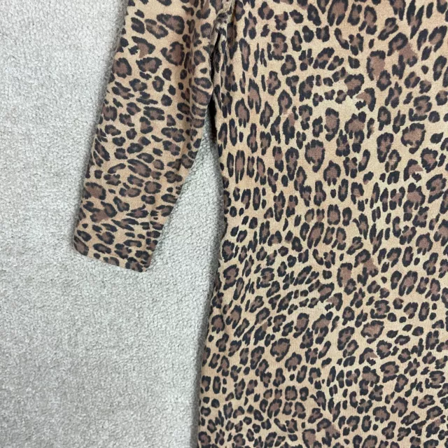 Lauren Ralph Lauren Sweater Dress Medium M Brown Leopard 3/4 Sleeve Boatneck 3