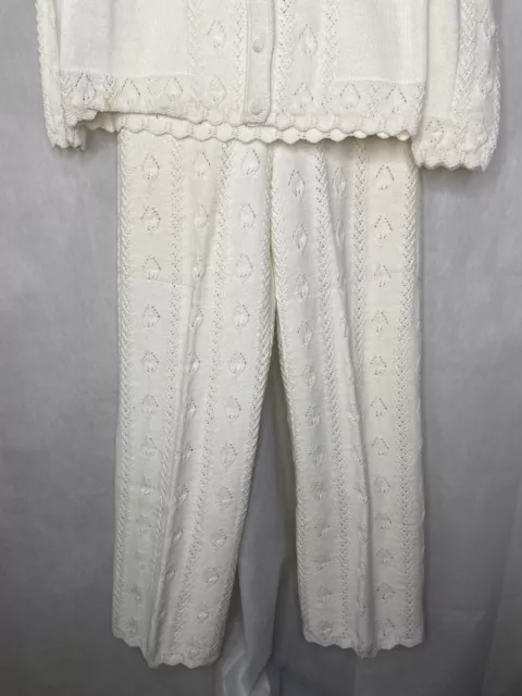 Vintage 60s 70s It’s Pure Gold Womens Knitted Is At Suit 2 Piece White W27” 3