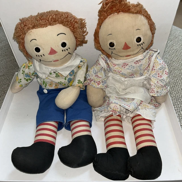 VERY OLD RAGGEDY Ann & Andy I Love You 15” Rag Dolls £59.99 - PicClick UK