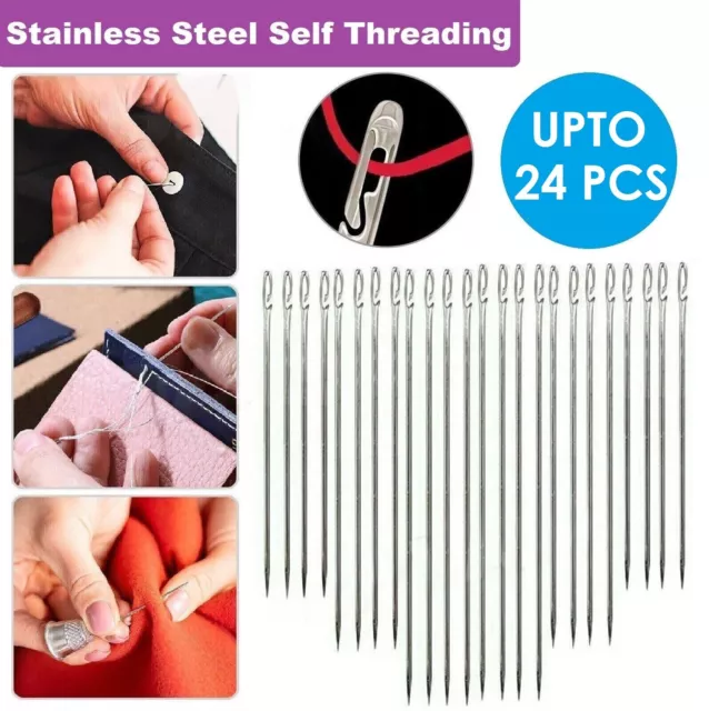 Stainless Steel Self-threading Needles Opening Hand Sewing Needles Darning Set