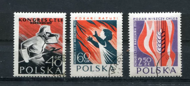 Briefmarken, Polen, Polska, Kpl Satz, Feuerwehr, Fi 881-83, 1957, gest