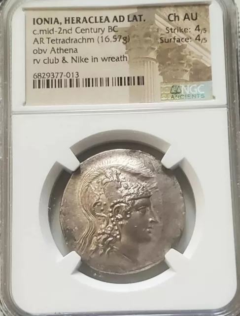 Ionia Herakleia Tetradrachm Athena & Nike NGC CH AU Ancient Silver Coin