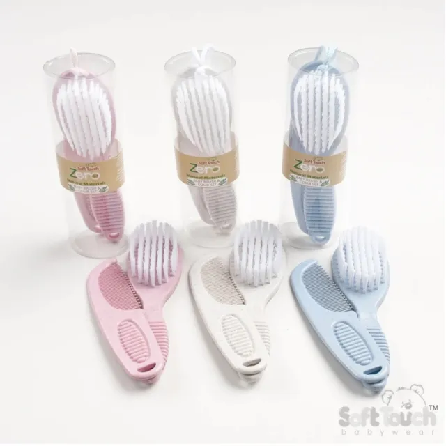 Baby Deluxe Brush & Comb Set (White, Pink, Blue)