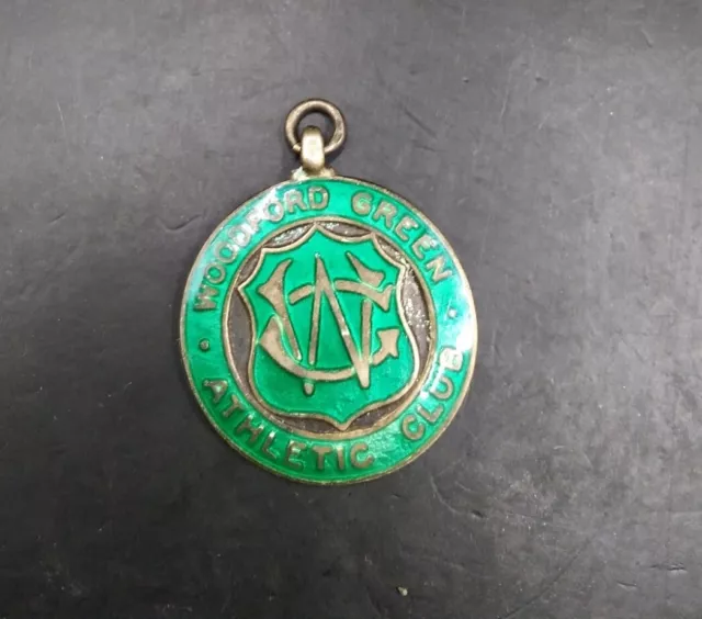 Vintage FH Silver Enamel Watch Fob Woodford Green Athletic Club